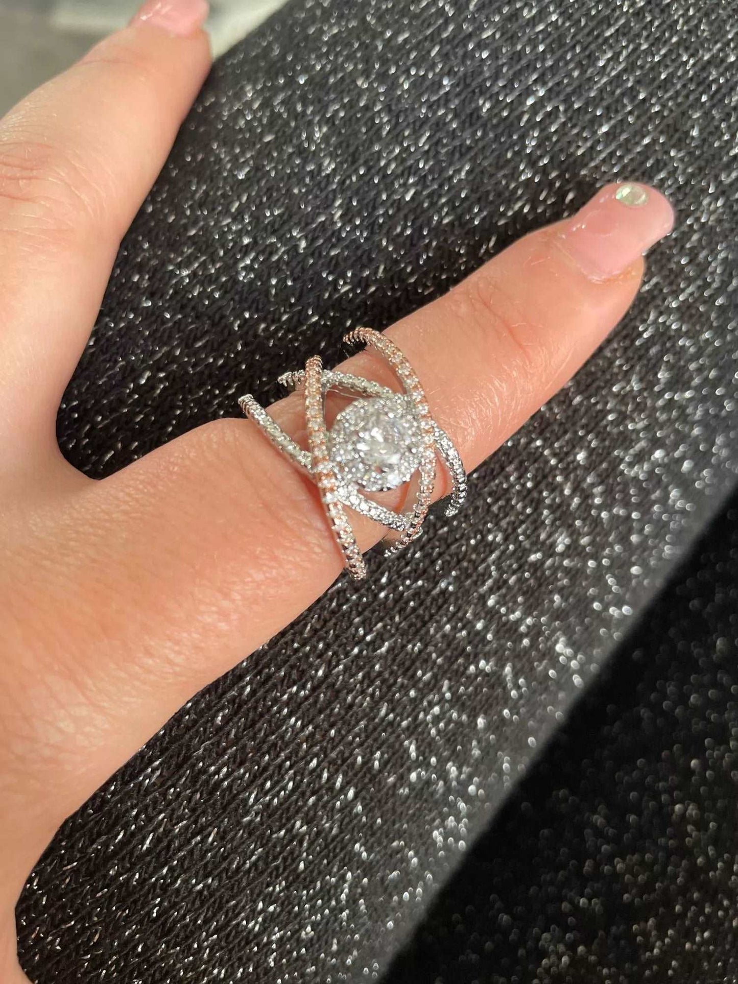 Silver Lining Jewellery Criss Cross Solitaire Ring Silver Lining Jewellery