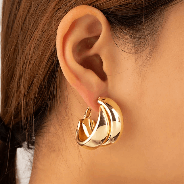 Double Thick Hoop Earrings - Silver Lining Jewellery