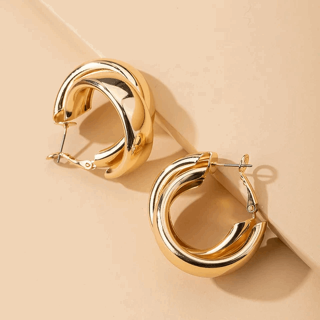 Double Thick Hoop Earrings - Silver Lining Jewellery