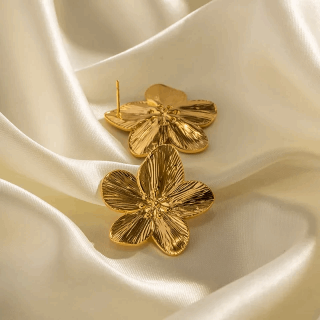 Gold Flower Earrings - Silver Lining Jewellery