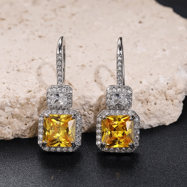 Yellow Cushion Hook Earrings - Silver Lining Jewellery