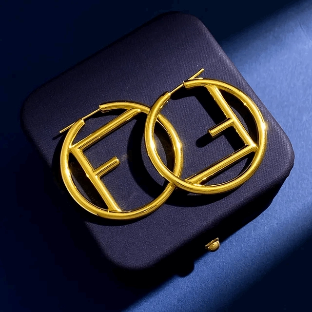 F Hoop Earrings Etereo - 5 cm - Silver Lining Jewellery