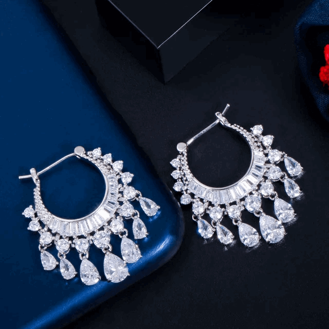 Silver Lining Jewellery Teardrop Hoop Earrings Silver Lining Jewellery