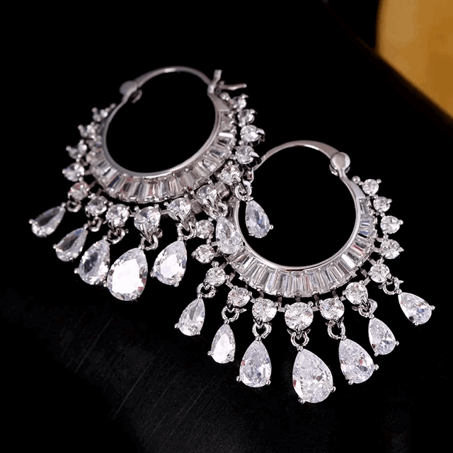 Silver Lining Jewellery Teardrop Hoop Earrings Silver Lining Jewellery