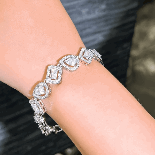 Silver Lining Jewellery Fancy Stones Tennis Bracelets - 17.5 cm / 7 inch Silver Lining Jewellery