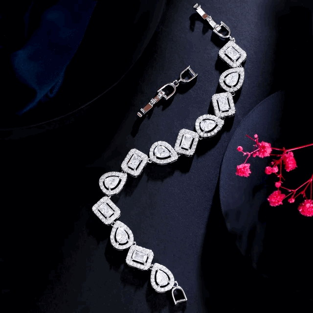 Silver Lining Jewellery Fancy Stones Tennis Bracelets - 17.5 cm / 7 inch Silver Lining Jewellery