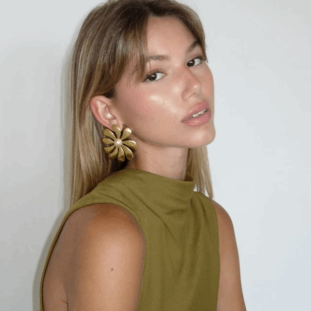 Gold Flower Earrings