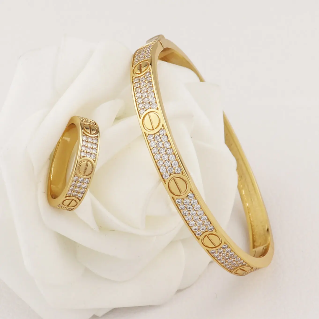 Band Half Pave Bracelet + Ring Set Etereo