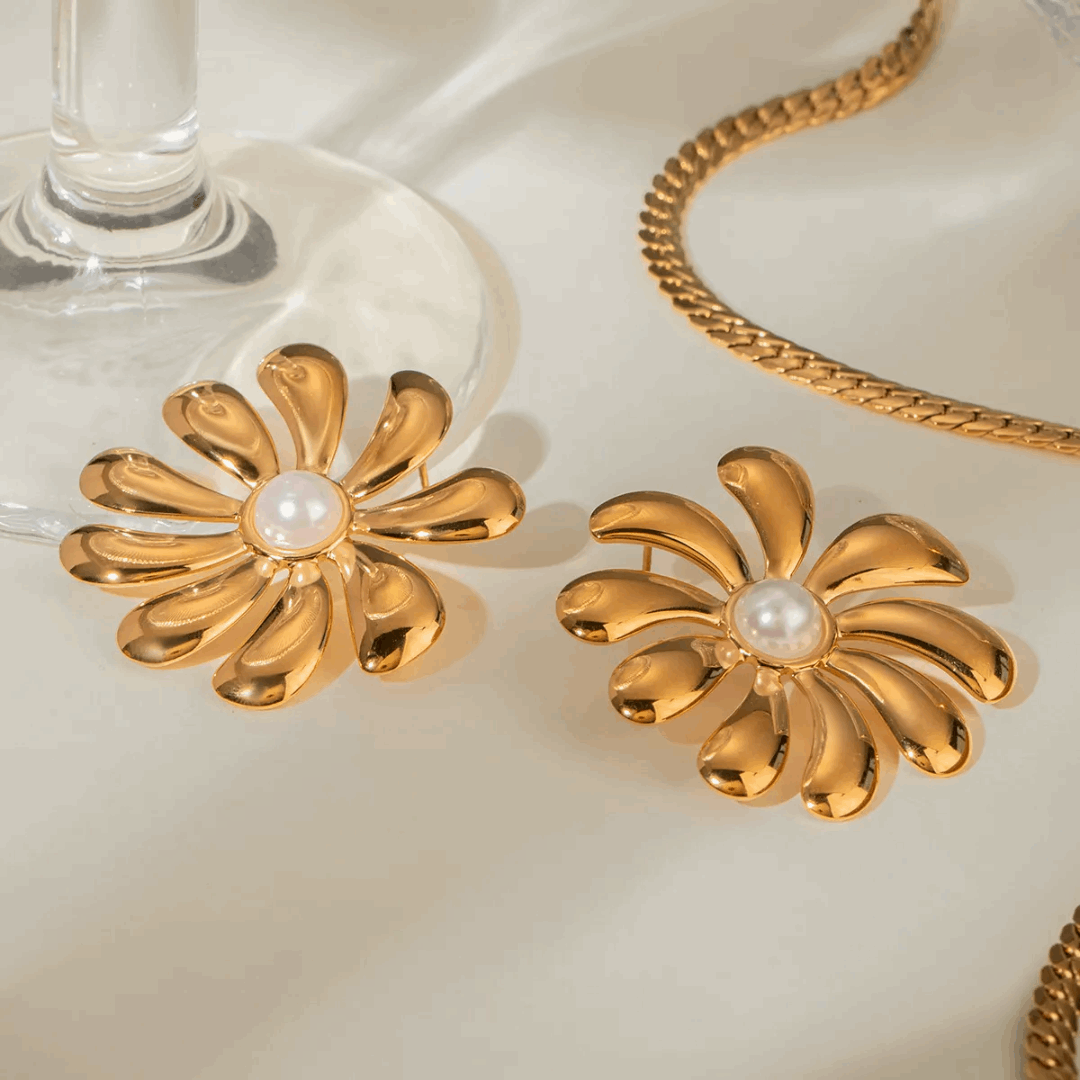 Gold Flower Earrings