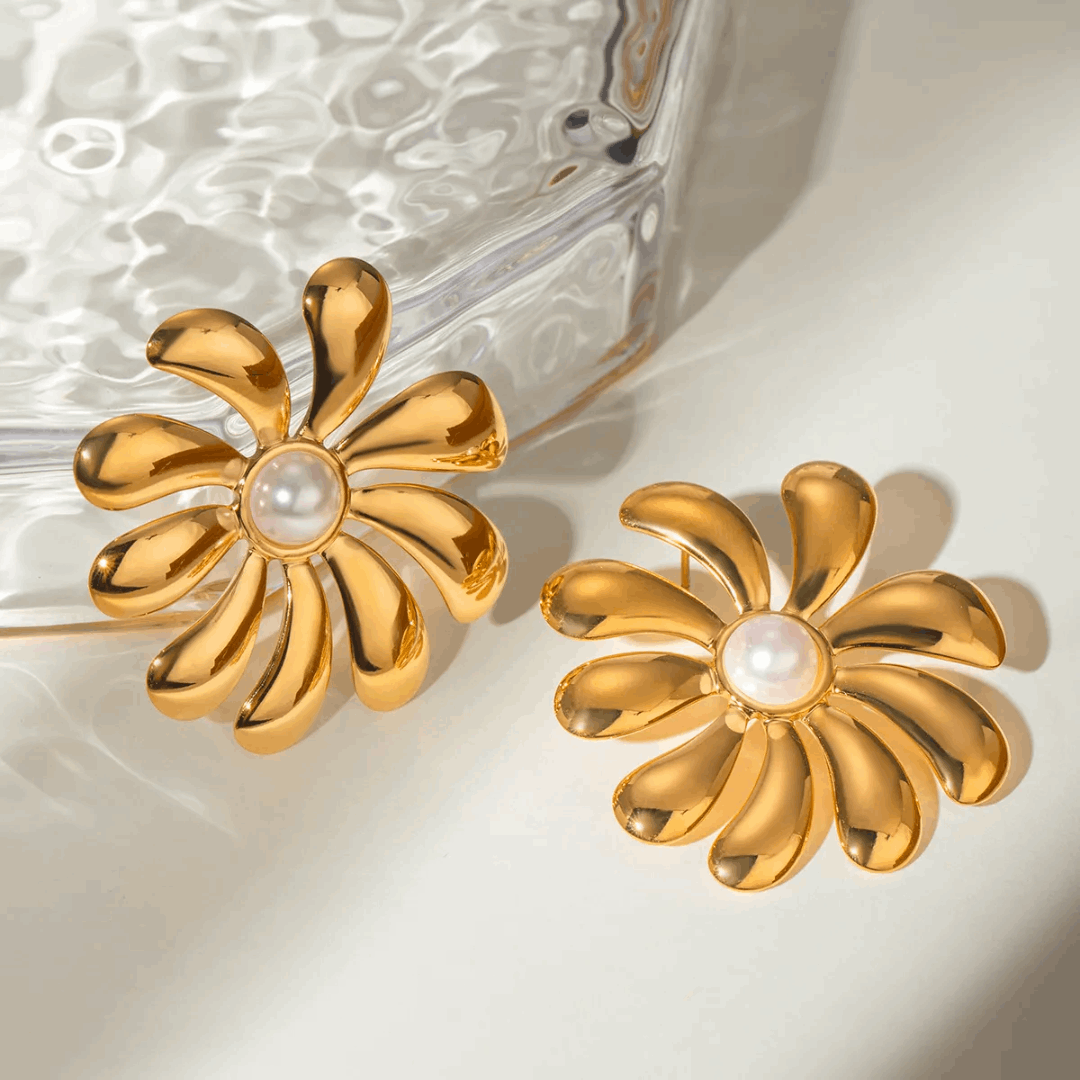 Gold Flower Earrings