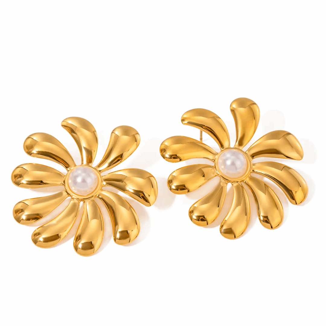 Gold Flower Earrings