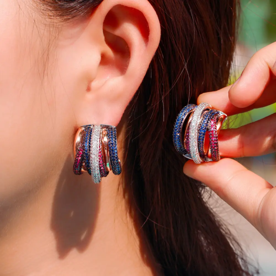 Swirl Earrings Pink Blue