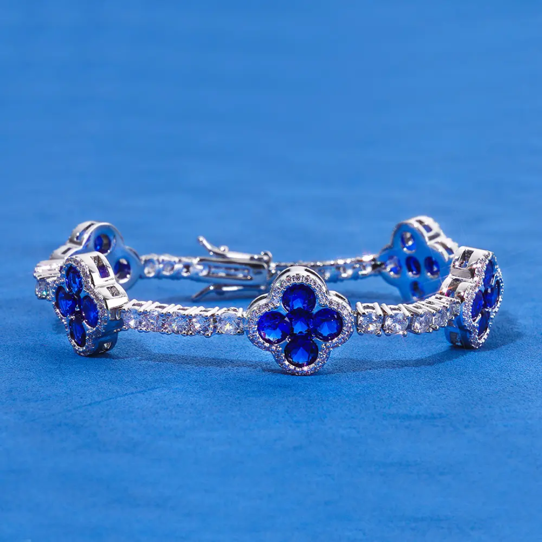Blue Clover Tennis Bracelet