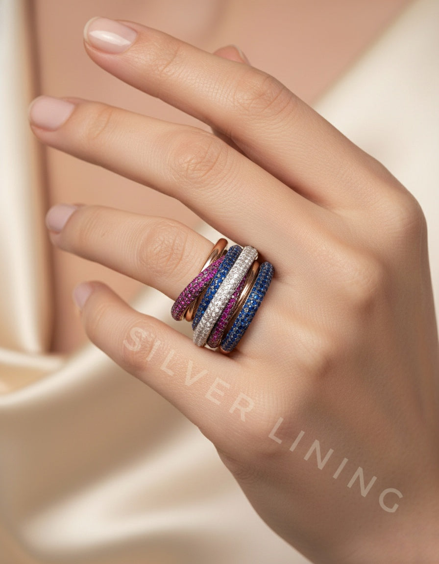 Swirl Ring - Pink Blue Silver