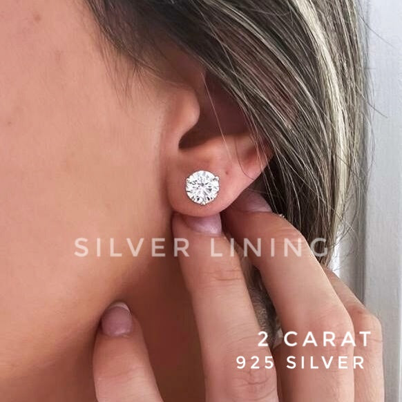 Silver Lining Jewellery Solitaire Earrings 925 - Preorder (No Cod) Silver Lining Jewellery
