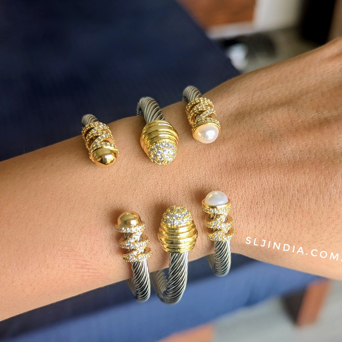 Two Tone Cuff Bracelets - Adjustable