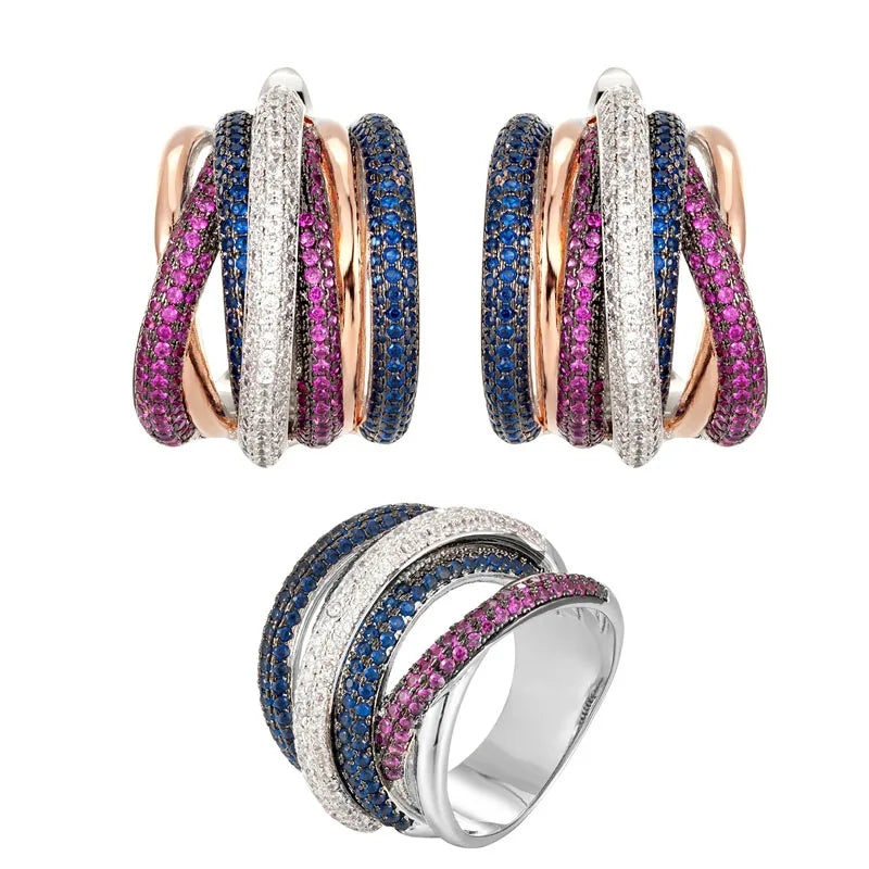 Swirl Earrings Pink Blue