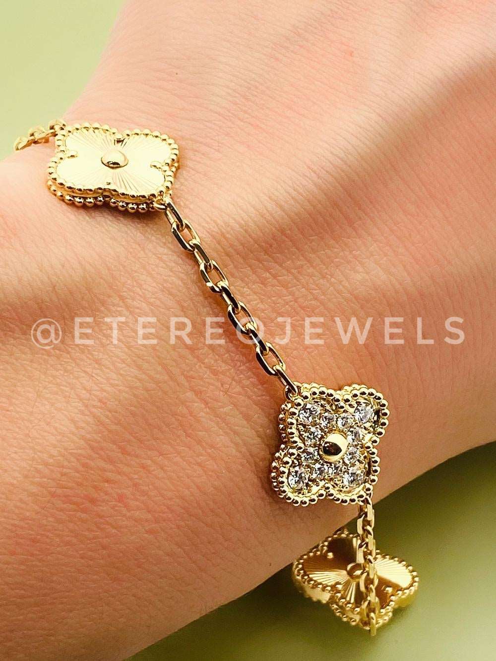 Clover Bracelet Gold with Cz Etereo