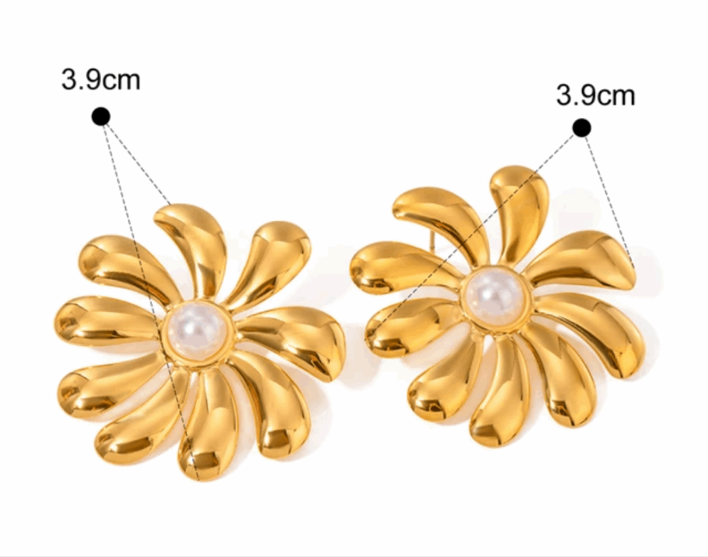 Gold Flower Earrings
