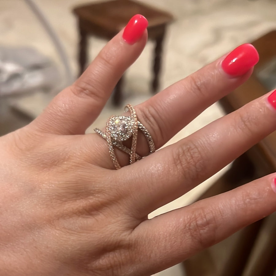 Silver Lining Jewellery Criss Cross Solitaire Ring Silver Lining Jewellery