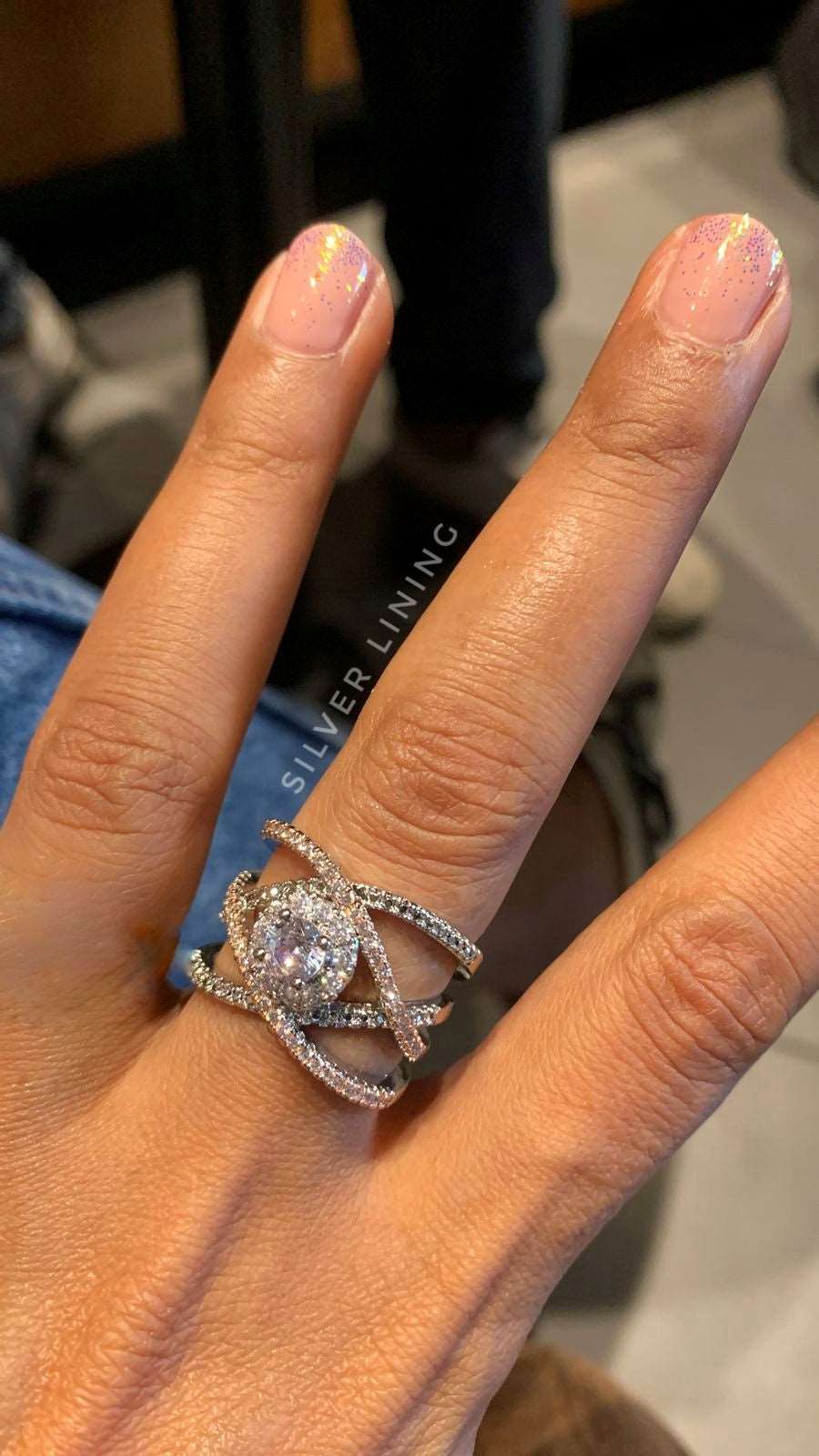 Silver Lining Jewellery Criss Cross Solitaire Ring Silver Lining Jewellery
