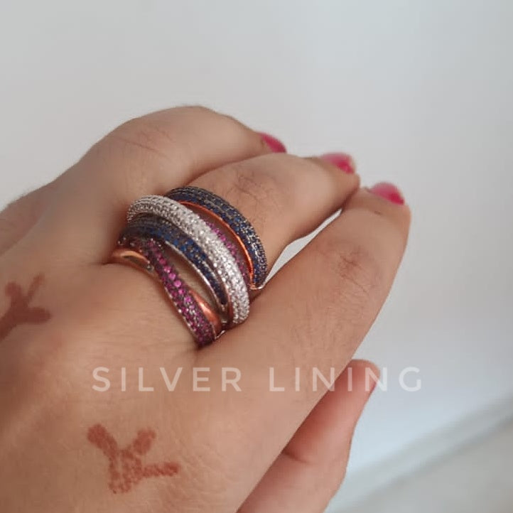 Swirl Ring - Pink Blue Silver