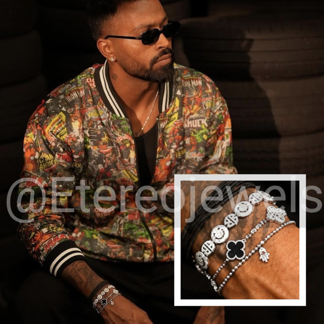Clover Bracelet Etereo Black Silver with Cz - Unisex