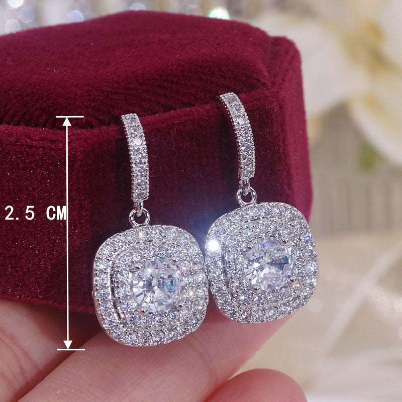 Silver Lining Jewellery Cushion Dangle Earrings Silver Lining Jewellery