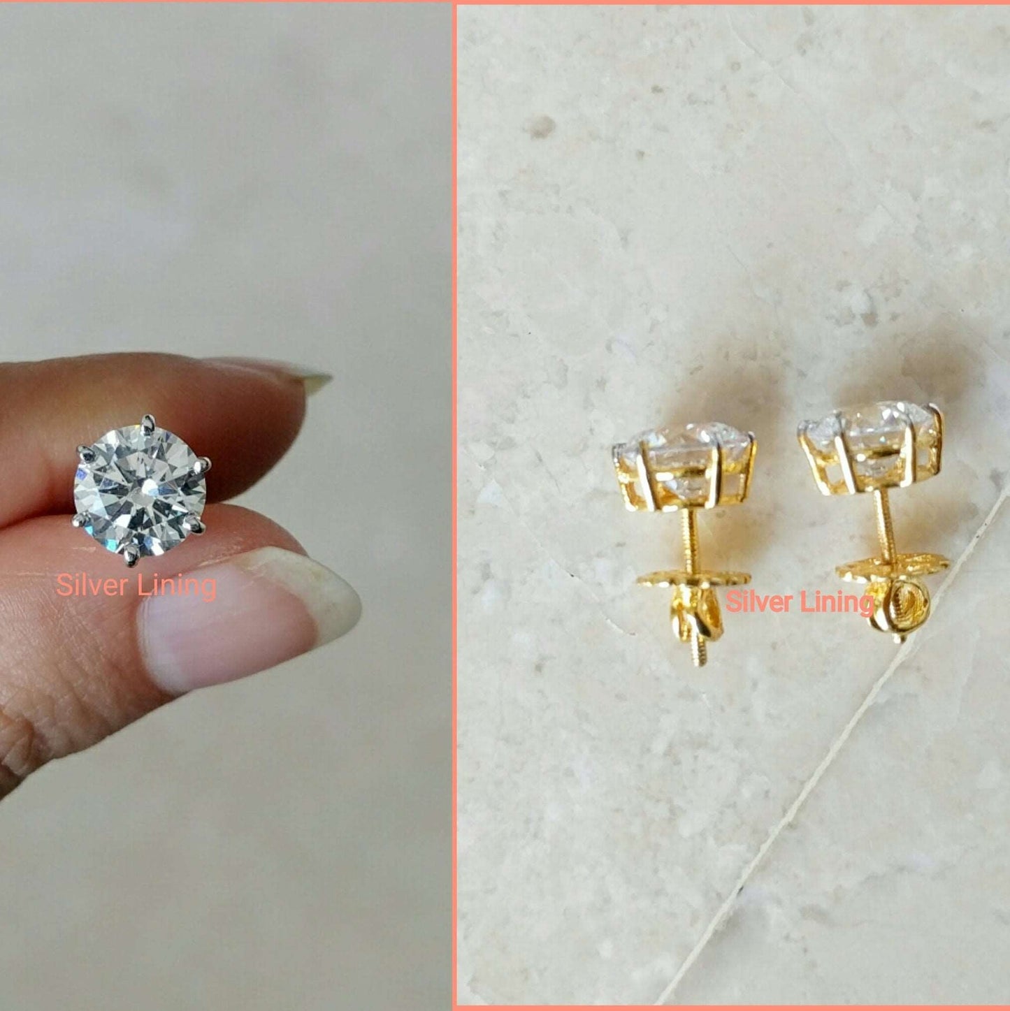 Silver Lining Jewellery Solitaire Earrings 925 - Preorder (No Cod) Silver Lining Jewellery