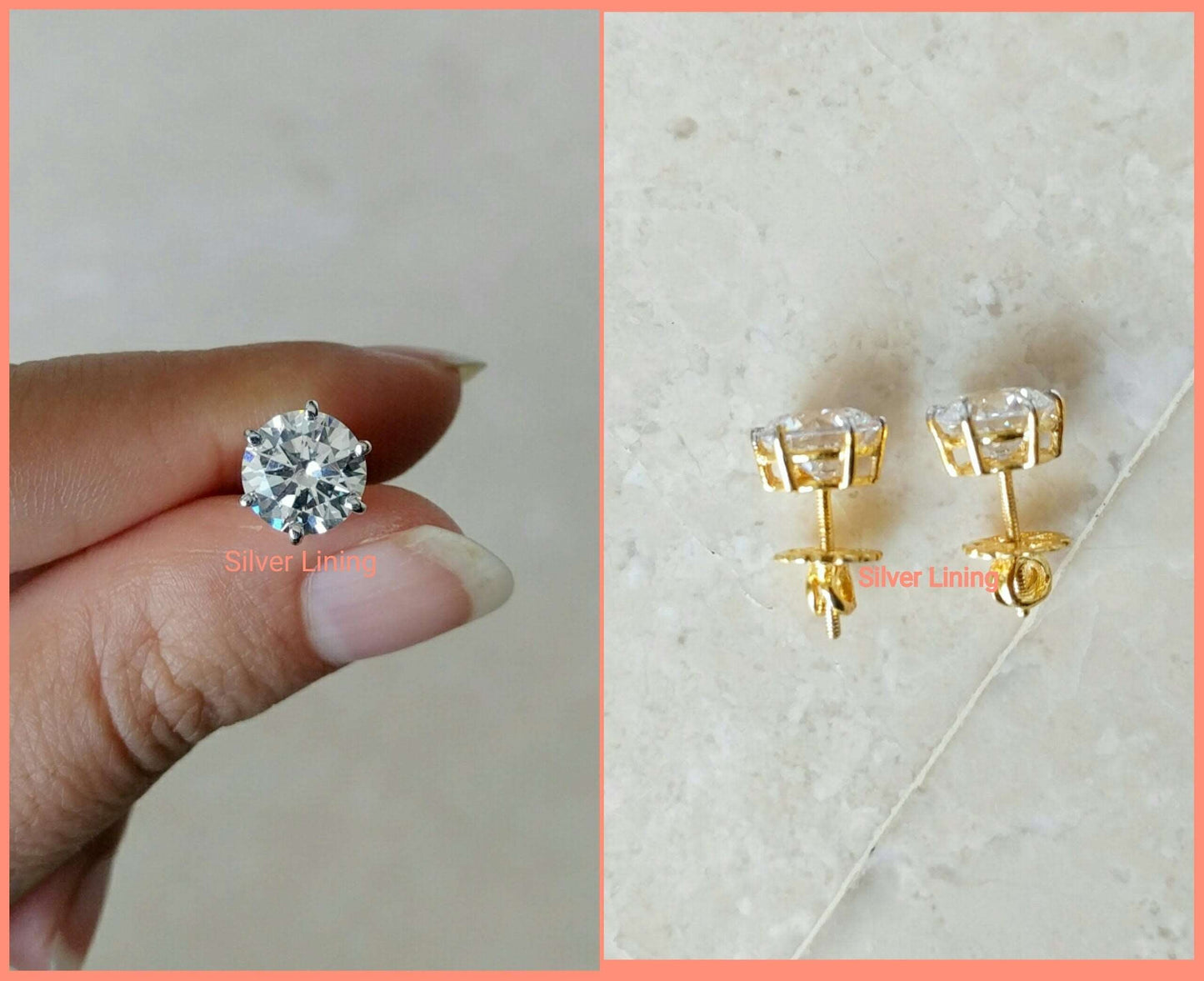Silver Lining Jewellery Solitaire Earrings 925 Silver Silver Lining Jewellery