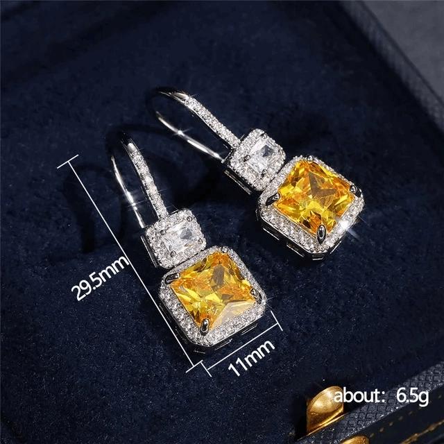 Yellow Cushion Hook Earrings - Silver Lining Jewellery