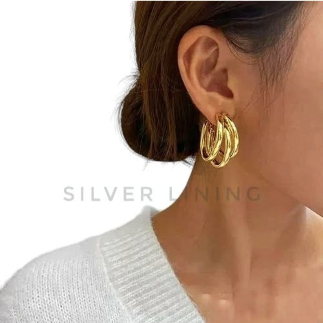 Gold Triple Hoop Earrings