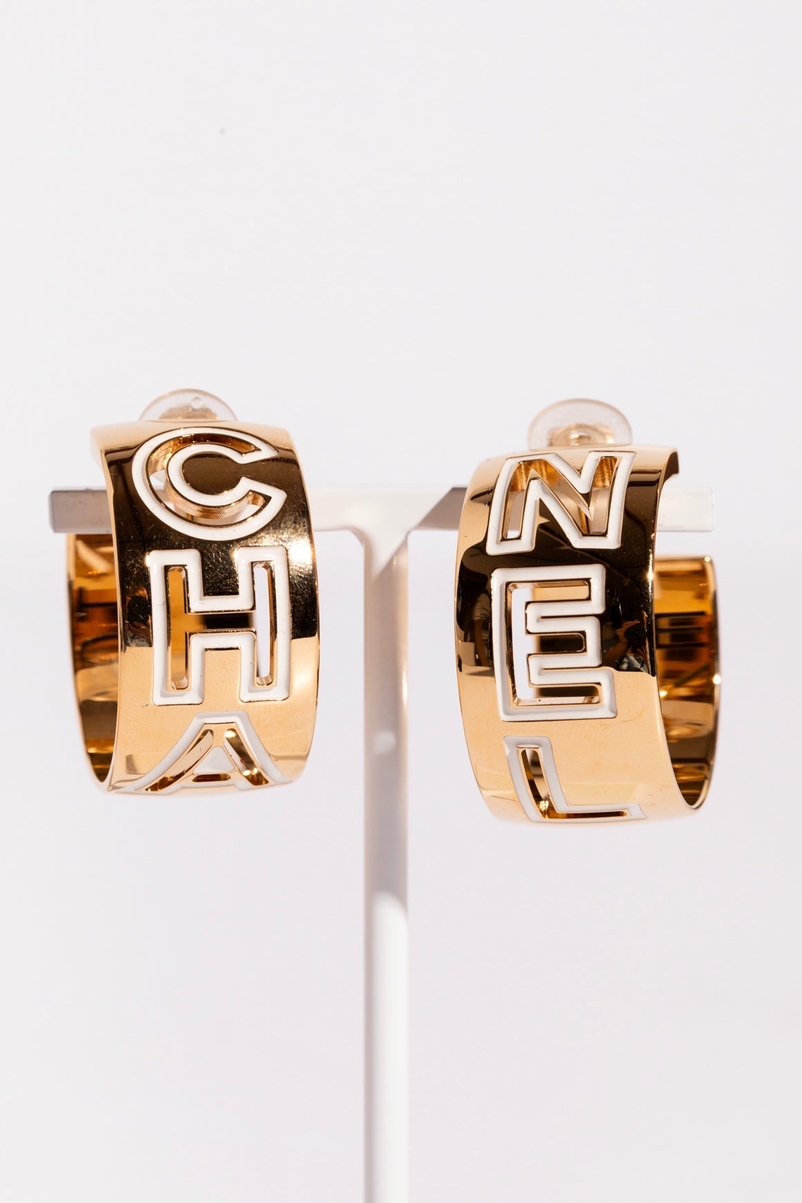 Cc Hoop Enamel Earrings