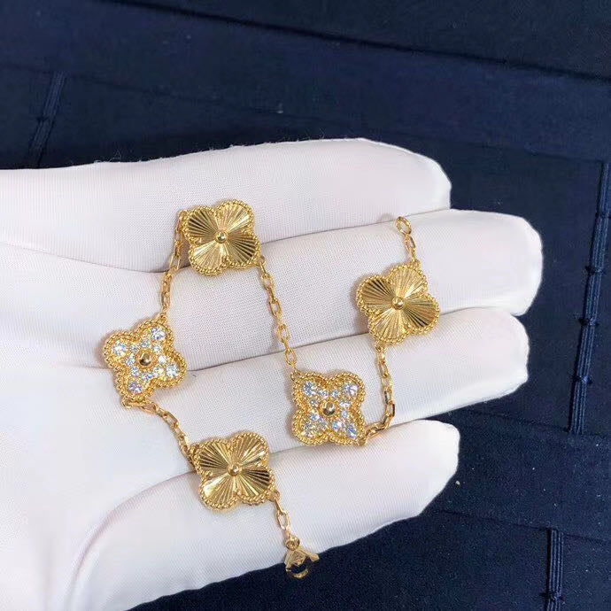 Clover Bracelet Gold with Cz Etereo - Silver Lining Jewellery