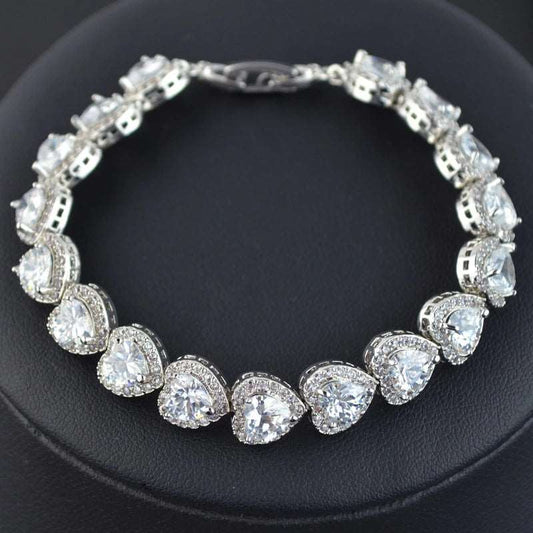 Heart Tennis Bracelet - 17 cm - Silver Lining Jewellery