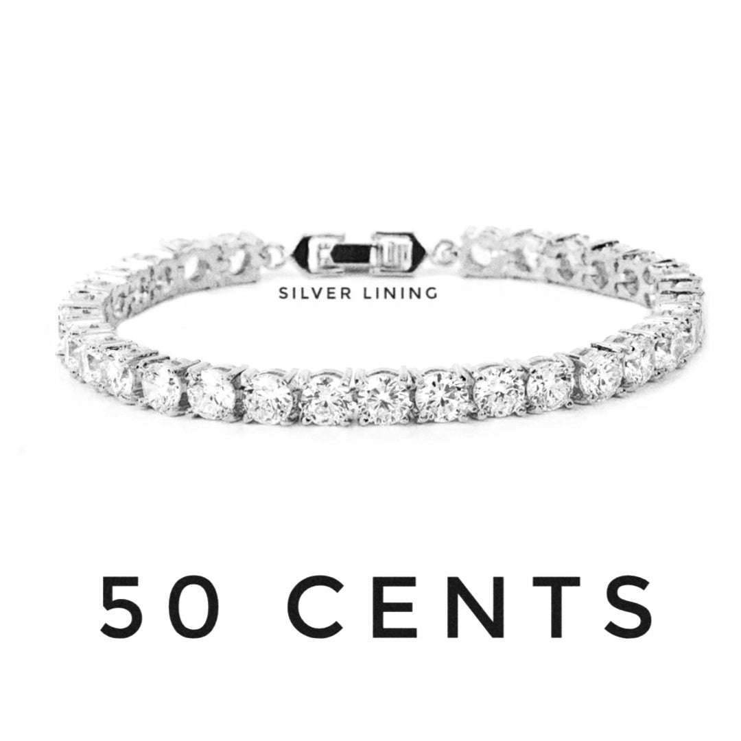 Round Tennis Bracelet - 18K Gold/Rhodium Plated - 7 inch - Unisex