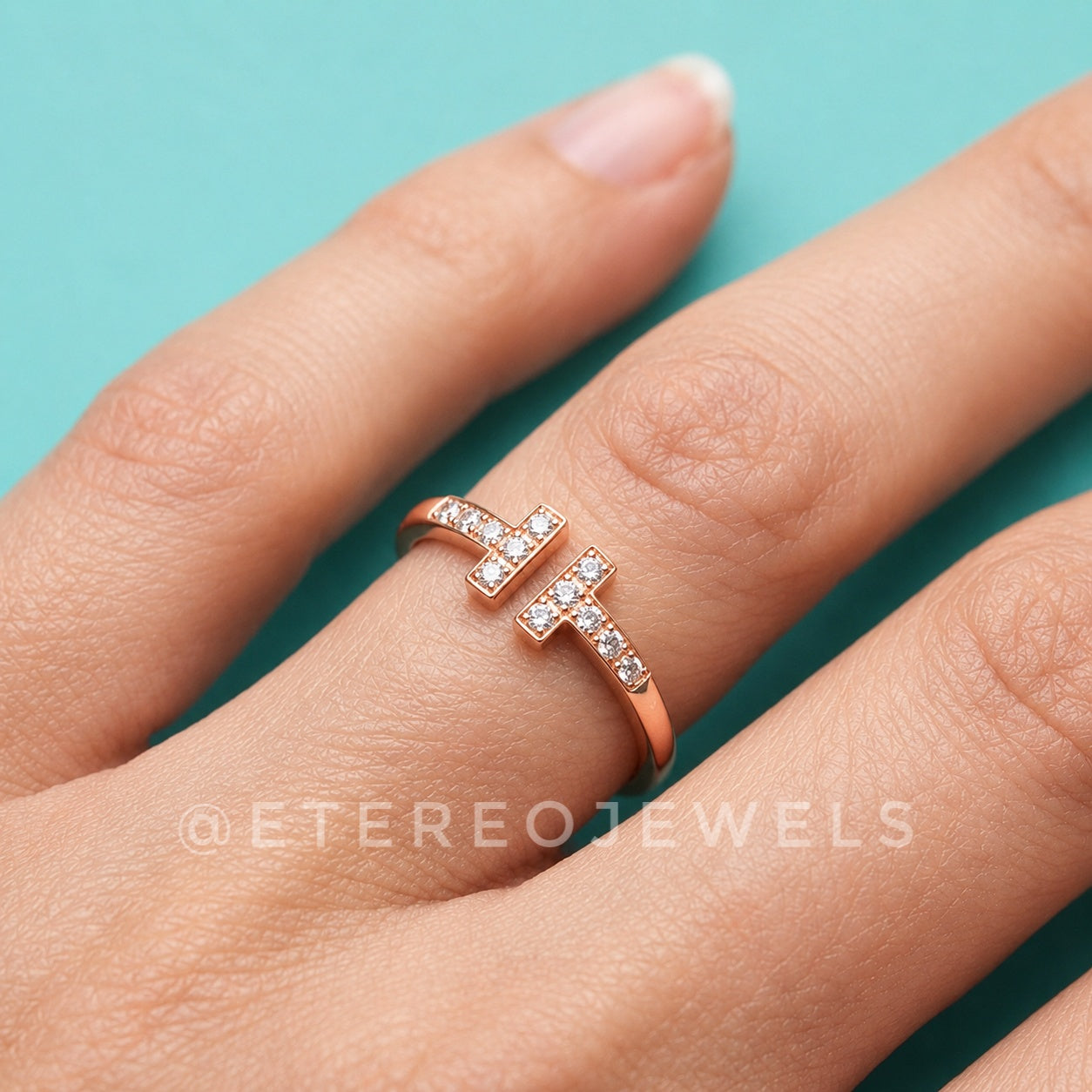 T Ring Etereo Rose Gold Size 7