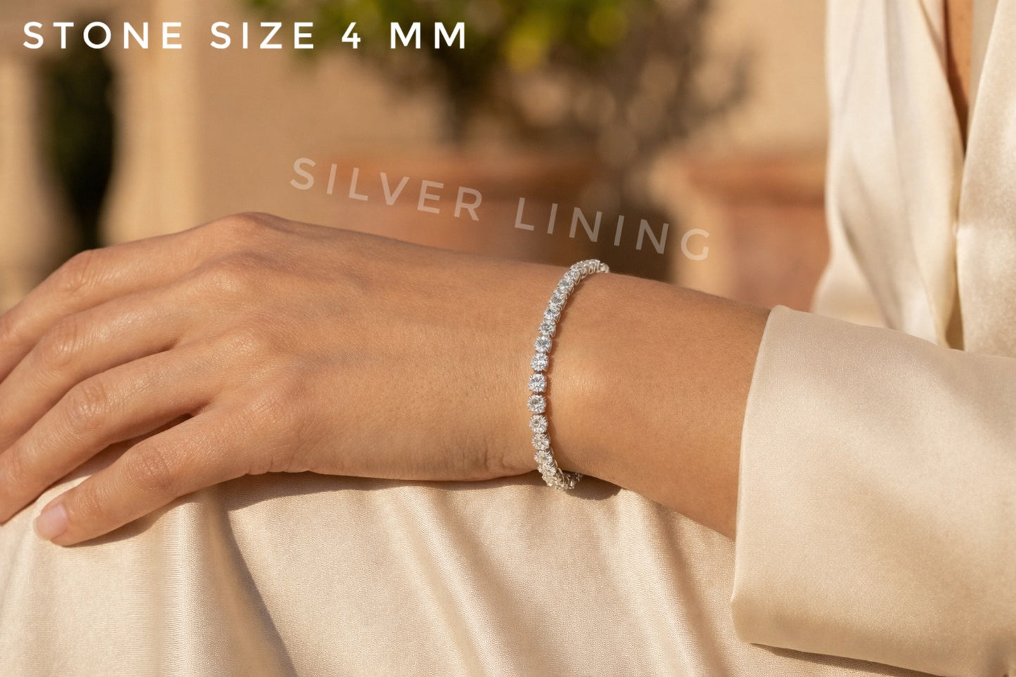 Round Tennis Bracelet - 18K Gold/Rhodium Plated - 7 inch