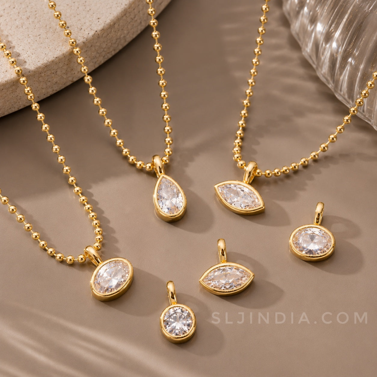 Solitaire Pendant Ball Chain Necklace