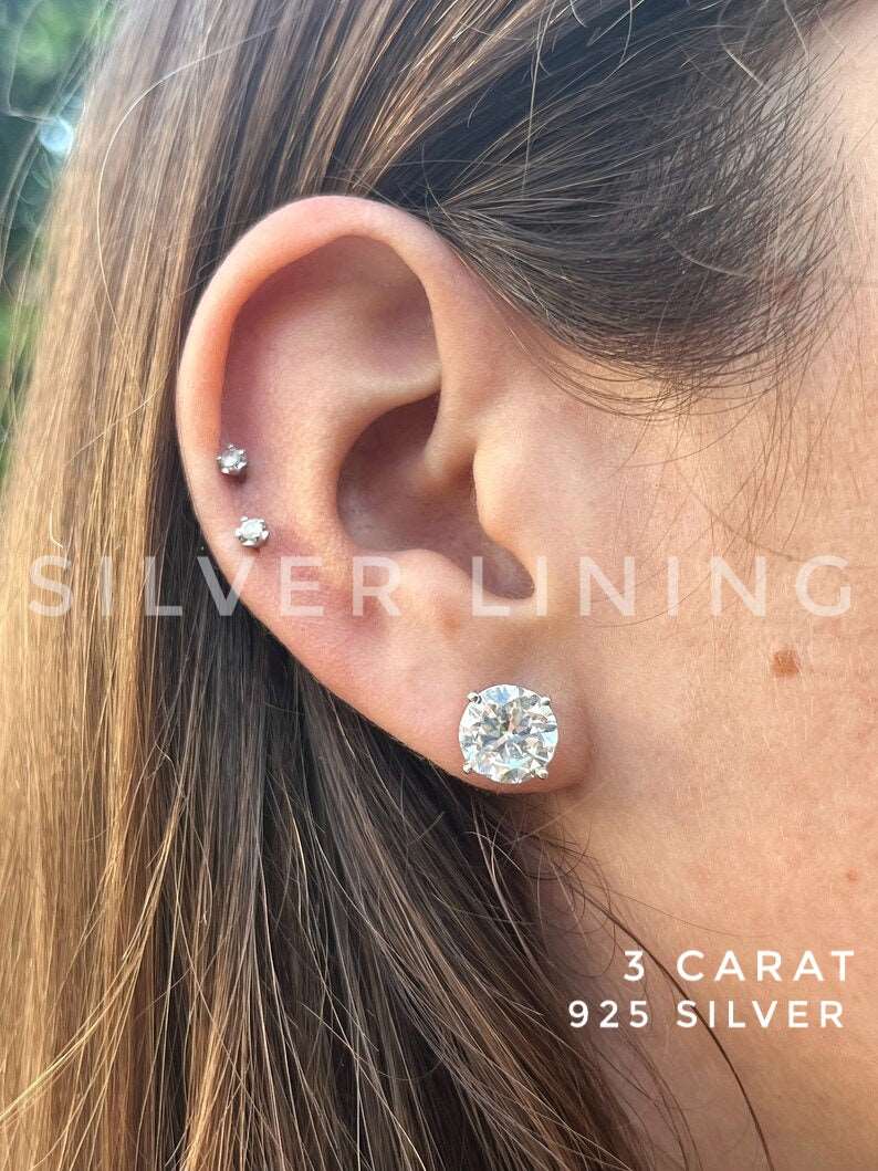 Silver Lining Jewellery Solitaire Earrings 925 - Preorder (No Cod) Silver Lining Jewellery
