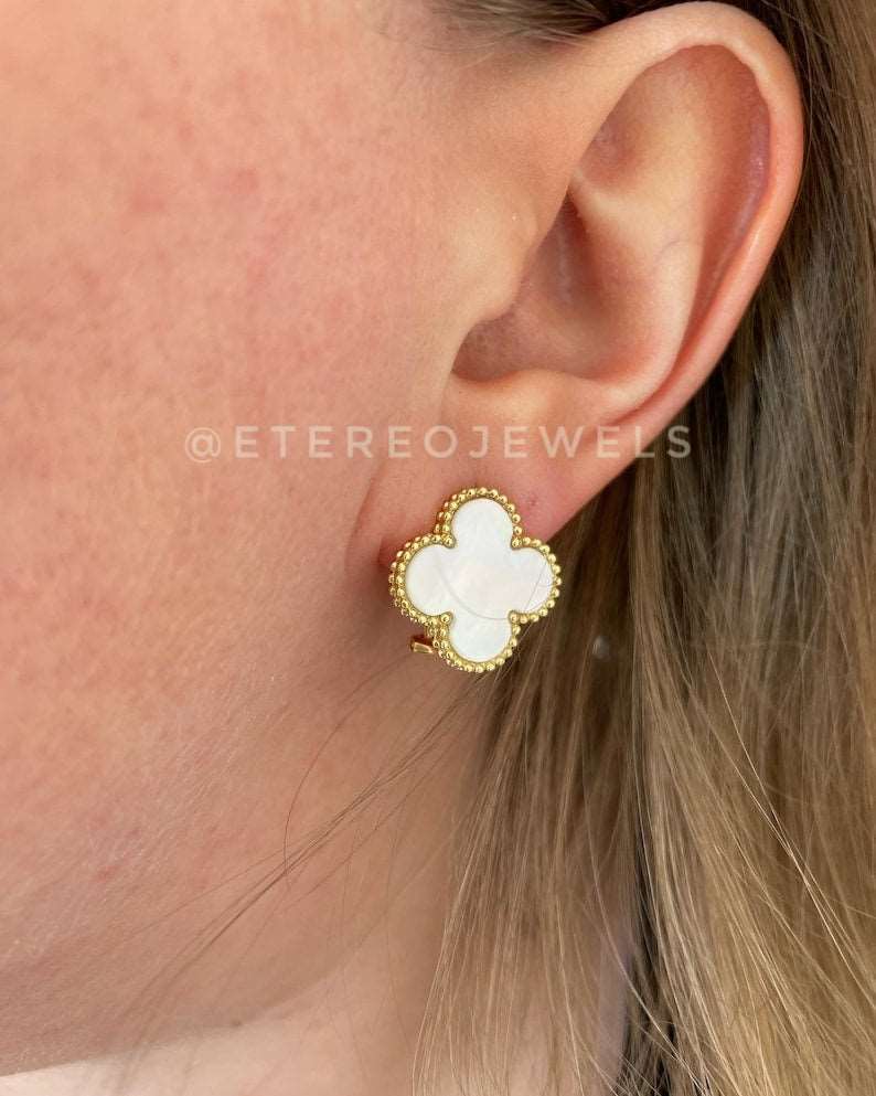 Silver Lining Jewellery Clover Earrings Etereo with clip Silver Lining Jewellery