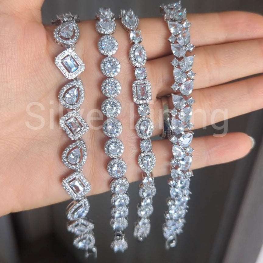 Silver Lining Jewellery Fancy Stones Tennis Bracelets - 17.5 cm / 7 inch Silver Lining Jewellery