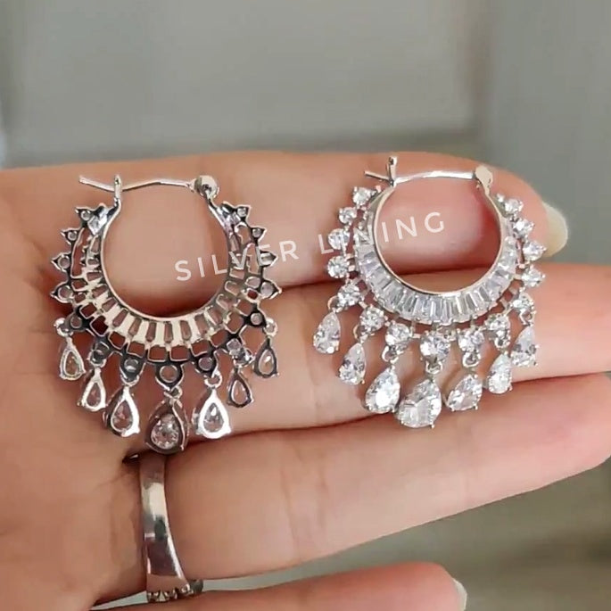 Silver Lining Jewellery Teardrop Hoop Earrings Silver Lining Jewellery