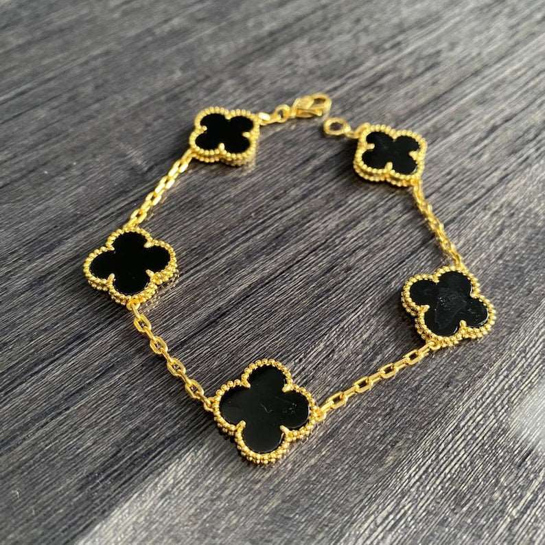 Silver Lining Jewellery Clover Bracelet Etereo Black Silver Lining Jewellery