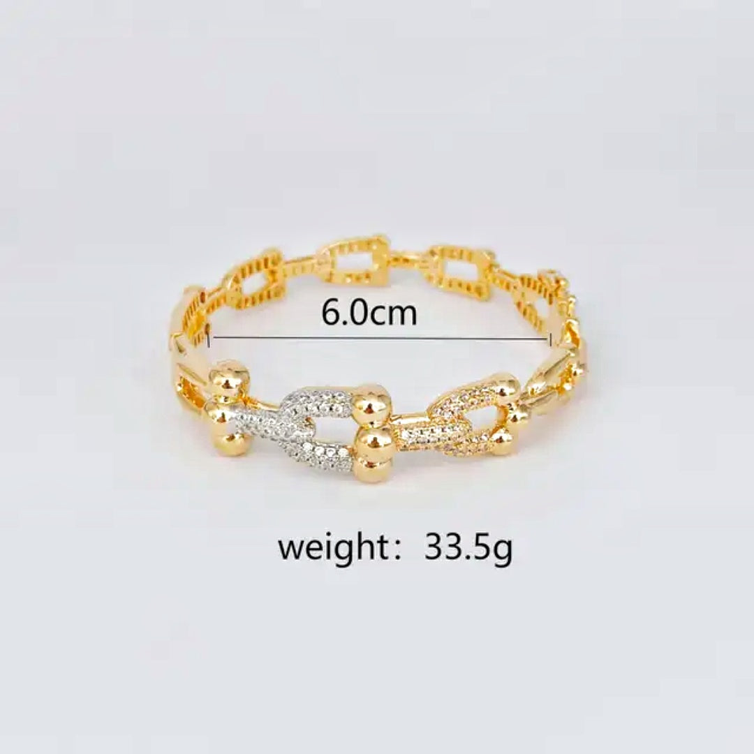 Two Tone Chain Link Stiff Bracelet