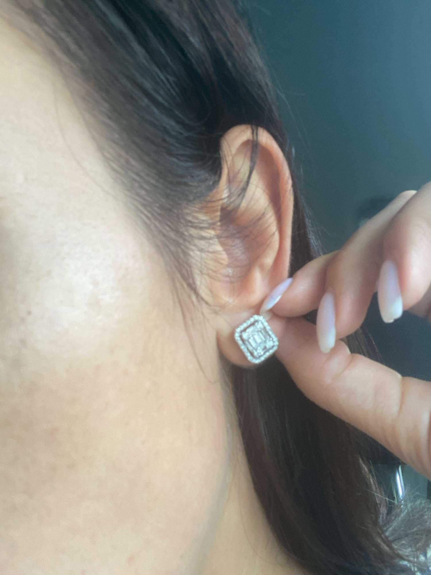 Emerald Cut Illusion Stud Earrings - Silver Lining Jewellery
