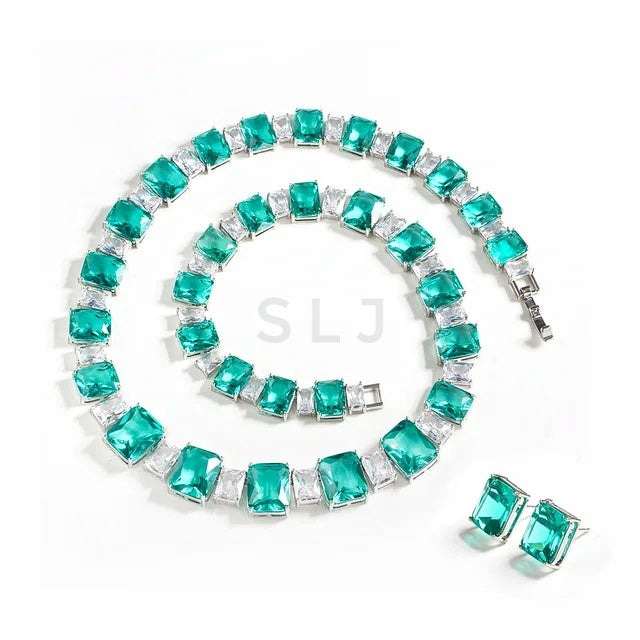 Sea Green Emerald Necklace Set