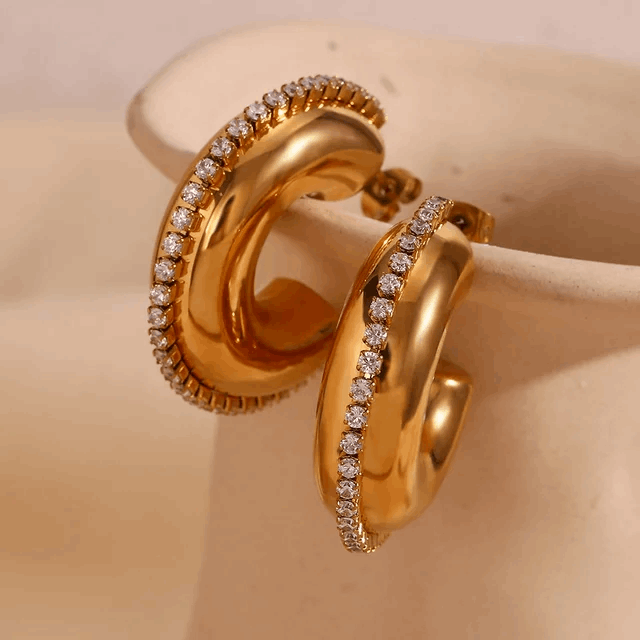 Crystal Gold Hoop Earrings