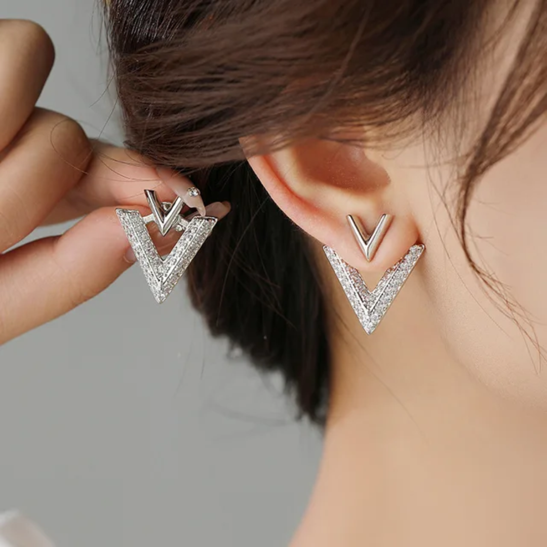 V Front Back Earrings Etereo