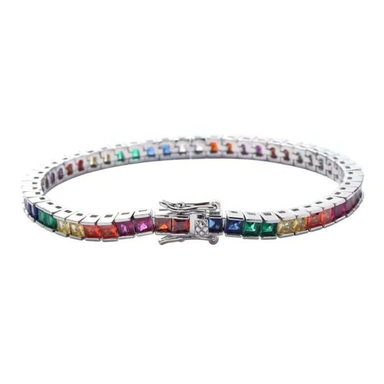 Rainbow Tennis Bracelets - 7 inch
